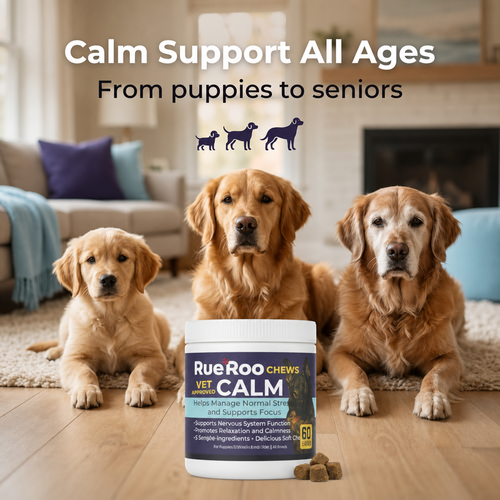 RueRoo Dog Calm Chews calming support for puppies to senior dogs of all ages