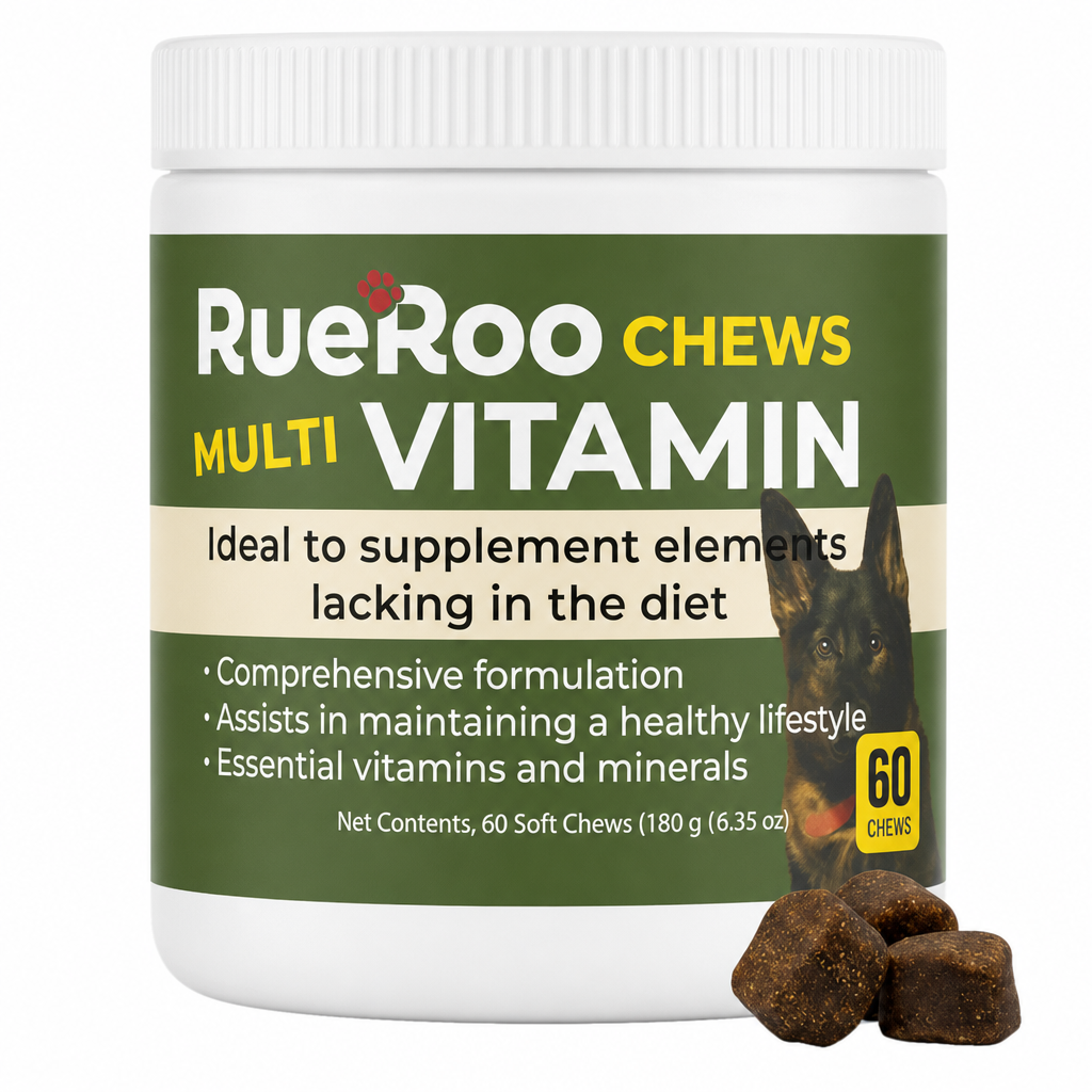 RueRoo Multivitamin chews 60 count jar front