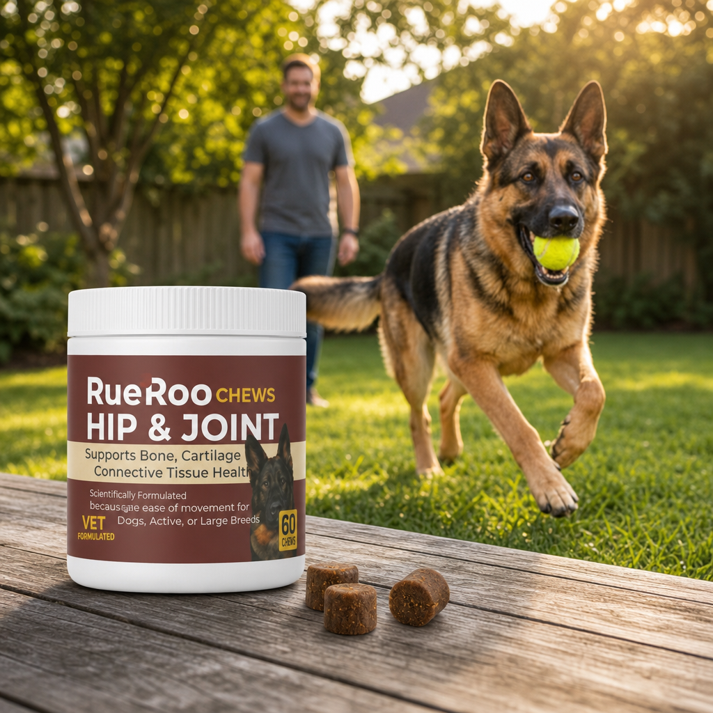 Hip and joint chews for active and large breed dogs, supports mobility
