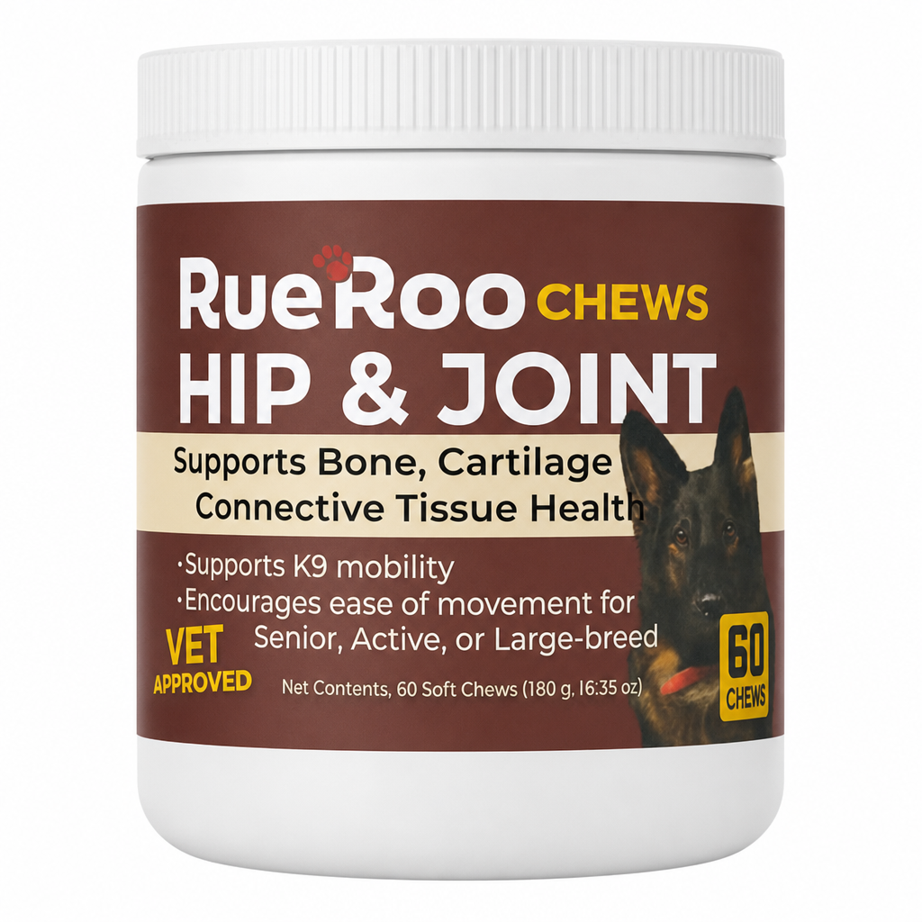 RueRoo Hip and Joint chews 60 count jar front