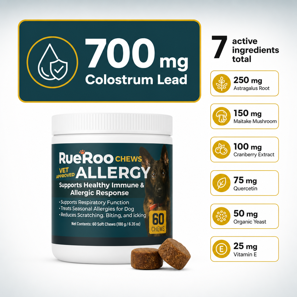 Allergy chews 700mg colostrum, 7 active ingredients for dog immune support