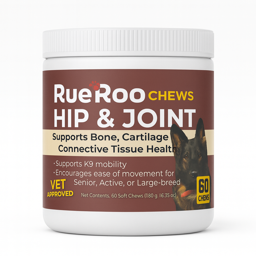 RueRoo Dog Hip & Joint Chews – 60 Count | Joint Support Supplement for Dogs | Daily Mobility & Flexibility Support