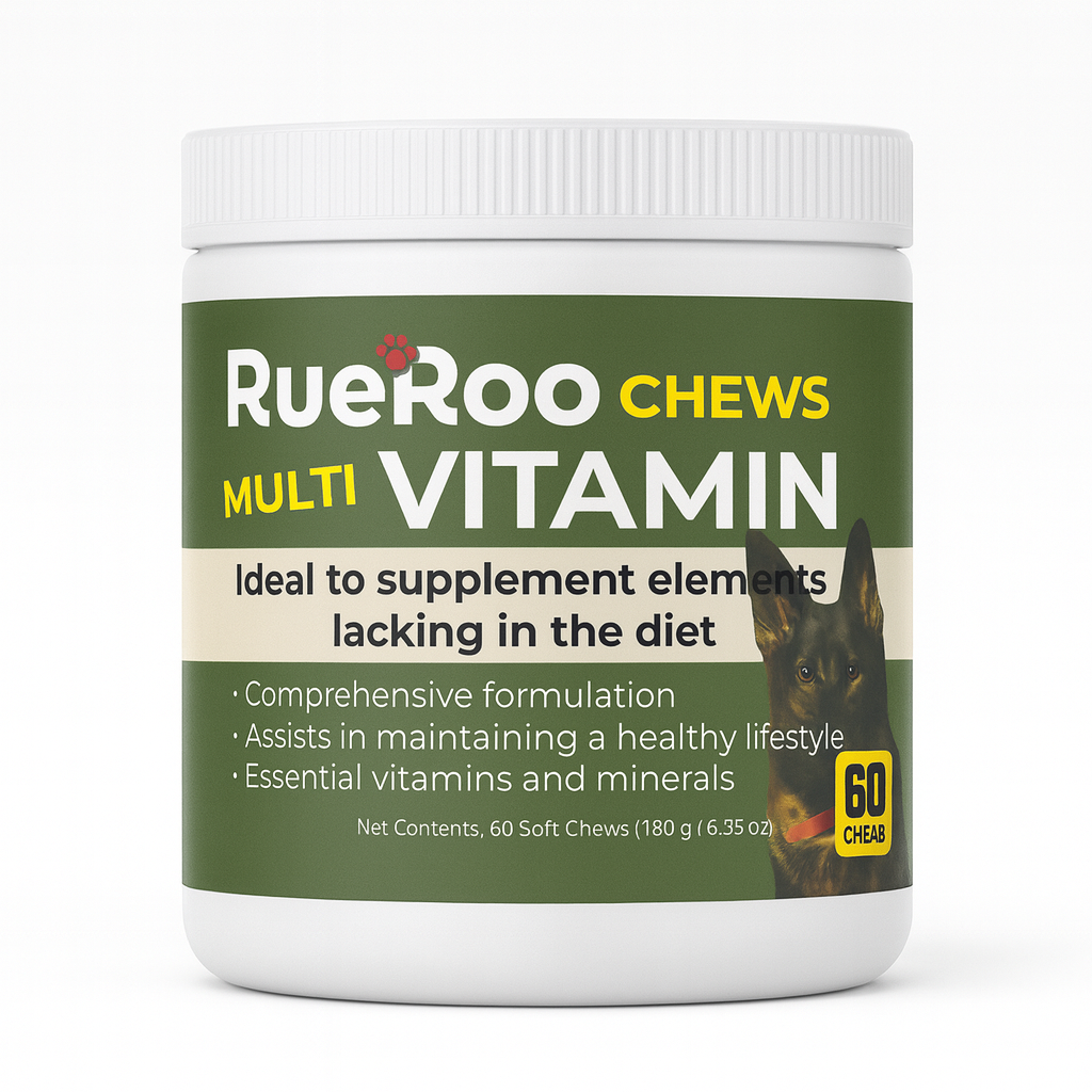 RueRoo Dog Multi-Vitamin Chews – 60 Count | Daily Multivitamin Supplement for Dogs | Complete Nutritional Support