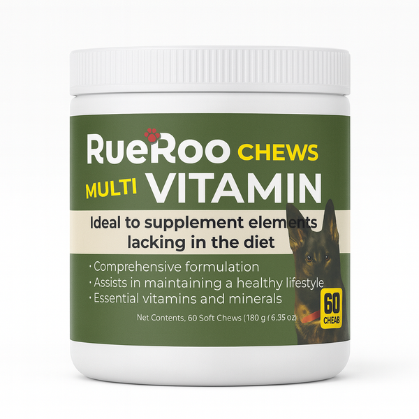 RueRoo Dog Multi-Vitamin Chews – 60 Count | Daily Multivitamin Supplement for Dogs | Complete Nutritional Support